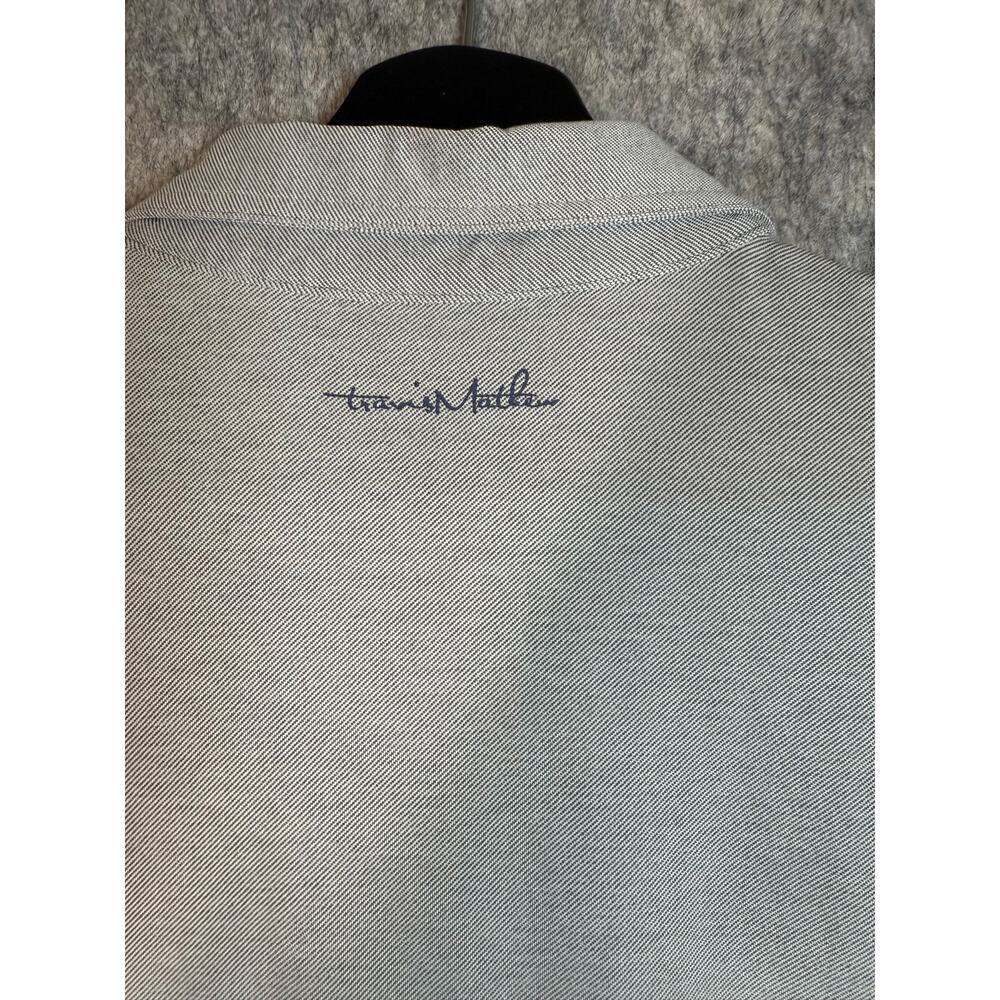 Travis Mathew Polo Shirt Mens Medium Gray Blue Striped Golf Stretch Preppy - Picture 4 of 9
